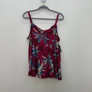 Torrid Tropical Floral Slub Sweetheart Tiered Ruffle Babydoll Tank Womens 3X NEW